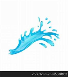 Illustration blue water splash isolated on white background - vector