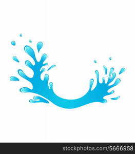 Illustration blue water splash isolated on white background - vector