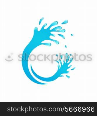 Illustration blue water splash isolated on white background - vector