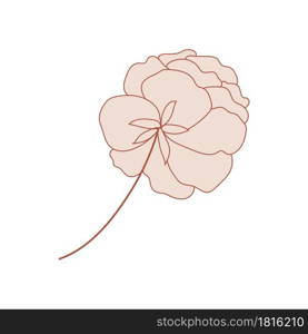 illustration brown beige nude flower, one line drawing, line art, modern illustration and art, nature and plants minimalist design. illustration brown beige nude flowers, one line drawing, line art, modern illustration and art, nature and plants minimalist design