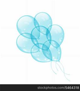 Illustration bunch blue balloons isolated on white background - vector
