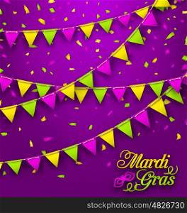 Illustration Bunting Background for Mardi Gras, Poster for Fat Tuesday - Vector