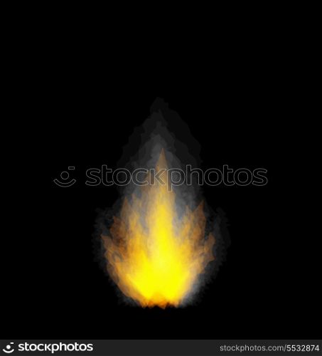 Illustration burning fire flame on black background - vector