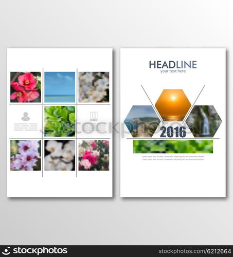 Illustration Business Brochures, Blur Backgrounds with Infographic Elements. Layout Can Be Used for Design for Poster, Magazine, Flyer - Vector