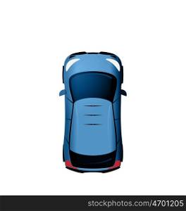 Illustration Car view from above, Vehicle Isolated on White Background - Vector