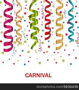 . Illustration Carnival background with set colorful paper serpentine - vector
