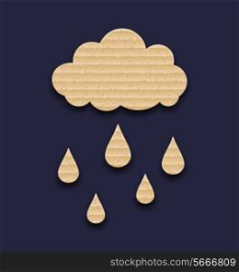 Illustration carton paper cloud with rain drops - vector
