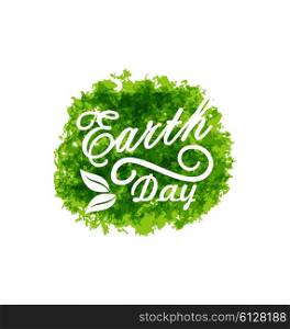 Illustration Celebration Background for Earth Day Lettering, Green Grunge Texture - Vector