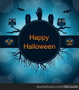 Illustration Celebration Card for Halloween Party, Abstract Dark Background - Vector