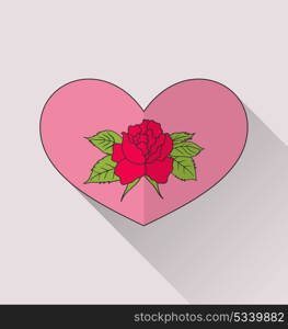 Illustration celebration romantic heart with flower rose for Valentine Day - vector