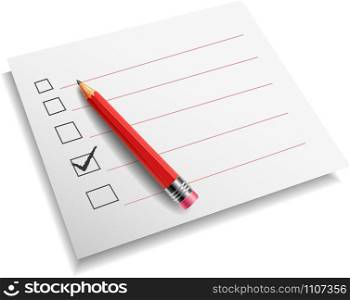 Illustration checklist with pencil white background