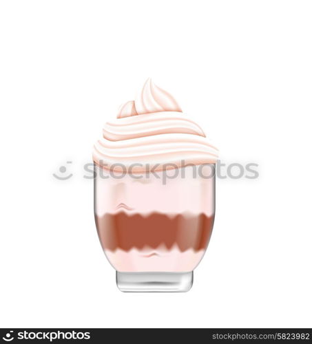 Illustration Chocolate Ice Cream with Isolated on White Background - Vector