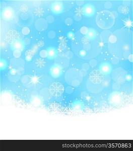 Illustration Christmas abstract background with snowflakes, stars - vector
