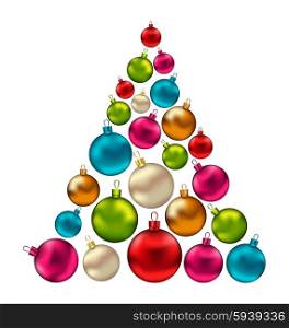 Illustration Christmas Abstract Tree made in Colorful Balls, Isolated on White Background - Vector