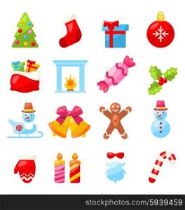 Illustration Christmas and New Year Traditional Elements, Minimalism Style - Vector