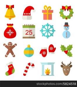 Illustration Christmas and Winter Traditional Symbols, Minimalism Style - Vector