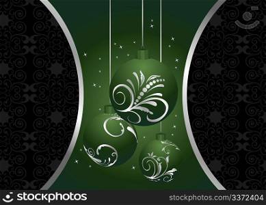 Illustration christmas background with set balls - vector