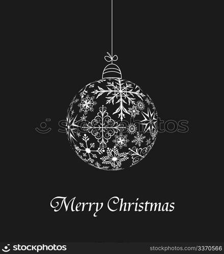 Illustration christmas ball made of snowflakes isolated on a black background - vector