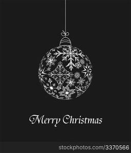 Illustration christmas ball made of snowflakes isolated on a black background - vector