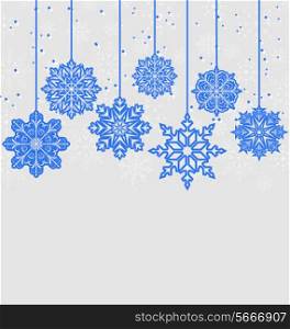 Illustration Christmas card with variation snowflakes - vector