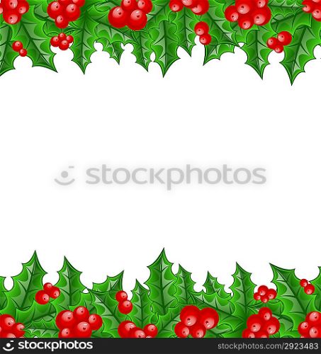 Illustration Christmas decoration holly berry branches - vector