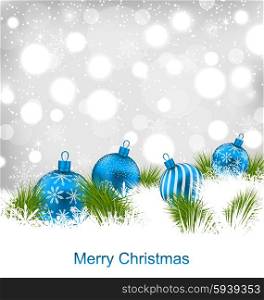 Illustration Christmas Glassy Balls, Shimmering Light Postcard - Vector