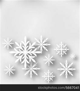 Illustration Christmas greeting card with paper snowflakes - vector