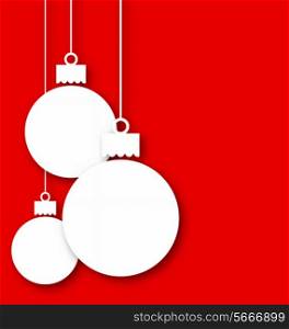 Illustration Christmas paper hanging balls with copy space for your text - vector