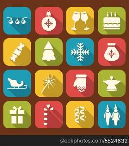 Illustration Christmas Party Simple Icons, Long Shadows Style - Vector