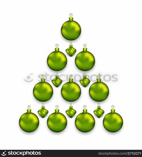 Illustration Christmas tree made of glass balls, isolated on white background - vector
