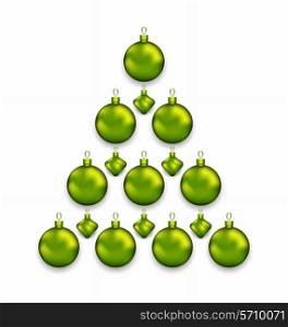 Illustration Christmas tree made of glass balls, isolated on white background - vector