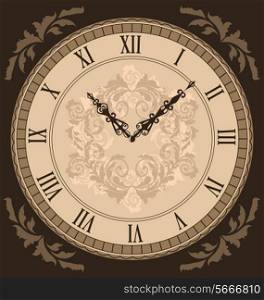 Illustration close-up vintage clock with vignette arrows - vector