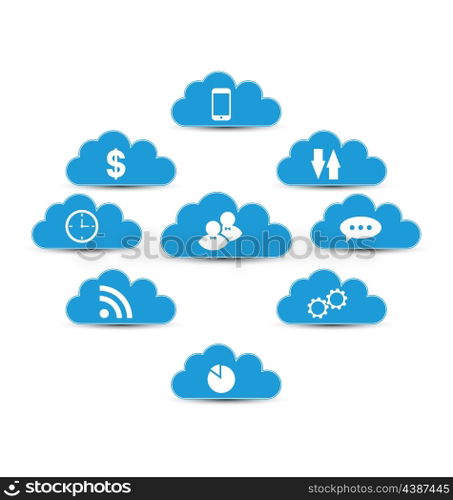 Illustration cloud computing and technology, infographic design elements - vector