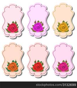 Illustration collection beautiful labels with roses - vector