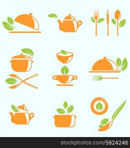 Illustration Collection of Healthy Eating, Vegetarian Natural Food - Vector