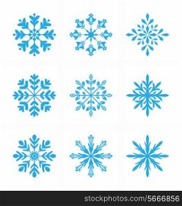 Illustration collection of variation snowflakes isolated on white background - vector