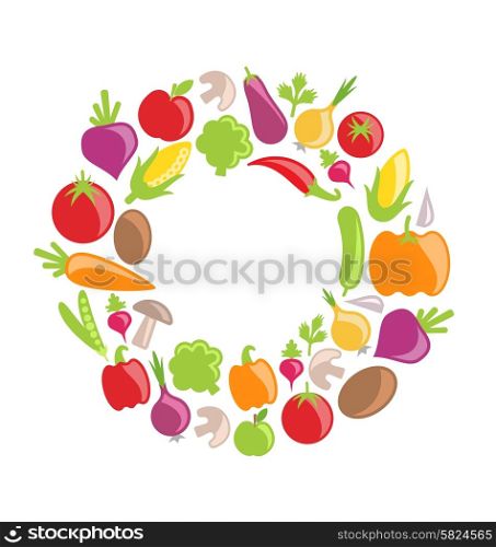 Illustration Collection of Vegetables and Fruits, Vegetarian Organic Foods - Vector