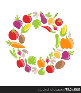 Illustration Collection of Vegetables and Fruits, Vegetarian Organic Foods - Vector