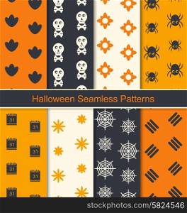 Illustration Collection Seamless Textures for Happy Halloween, Abstract Patterns for Textile - Vector