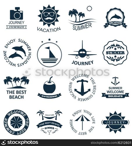 Illustration Collection Summer Labels,Templates, Badges, Posters, Frames for Design of Beach Vacation, Party, Travel, Tropical Paradise. Template for Logo - Vector