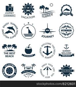 Illustration Collection Summer Labels,Templates, Badges, Posters, Frames for Design of Beach Vacation, Party, Travel, Tropical Paradise. Template for Logo - Vector