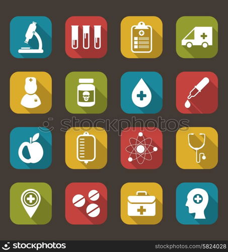 Illustration Collection Trendy Flat Icons of Medical Elements and Objects - Vector