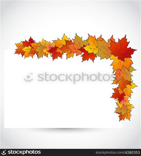 Illustration colorful autumn maple leaves with note paper - vector