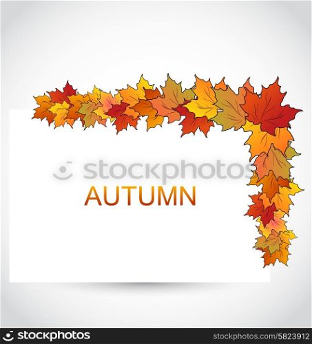 Illustration Colorful Autumn Maple Leaves with Note Paper - Vector