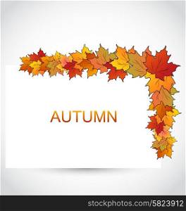 Illustration Colorful Autumn Maple Leaves with Note Paper - Vector