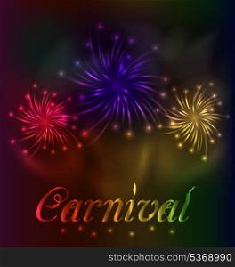 Illustration colorful fireworks background for Carnival party - vector