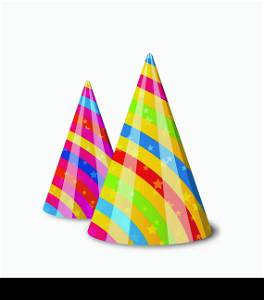 Illustration colorful party hats for your holiday, isolated on white background - vector