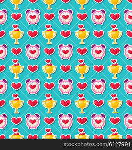 Illustration Colorful Seamless Pattern for Valentines Day. Holiday Background - Vector