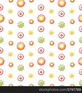 Illustration Colorful Shiny Seamless Pattern with Flowers - Vector