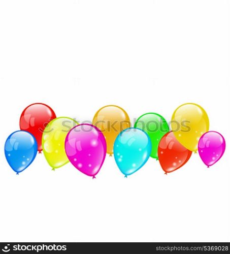 Illustration colourful glossy balloons isolated on white background - vector